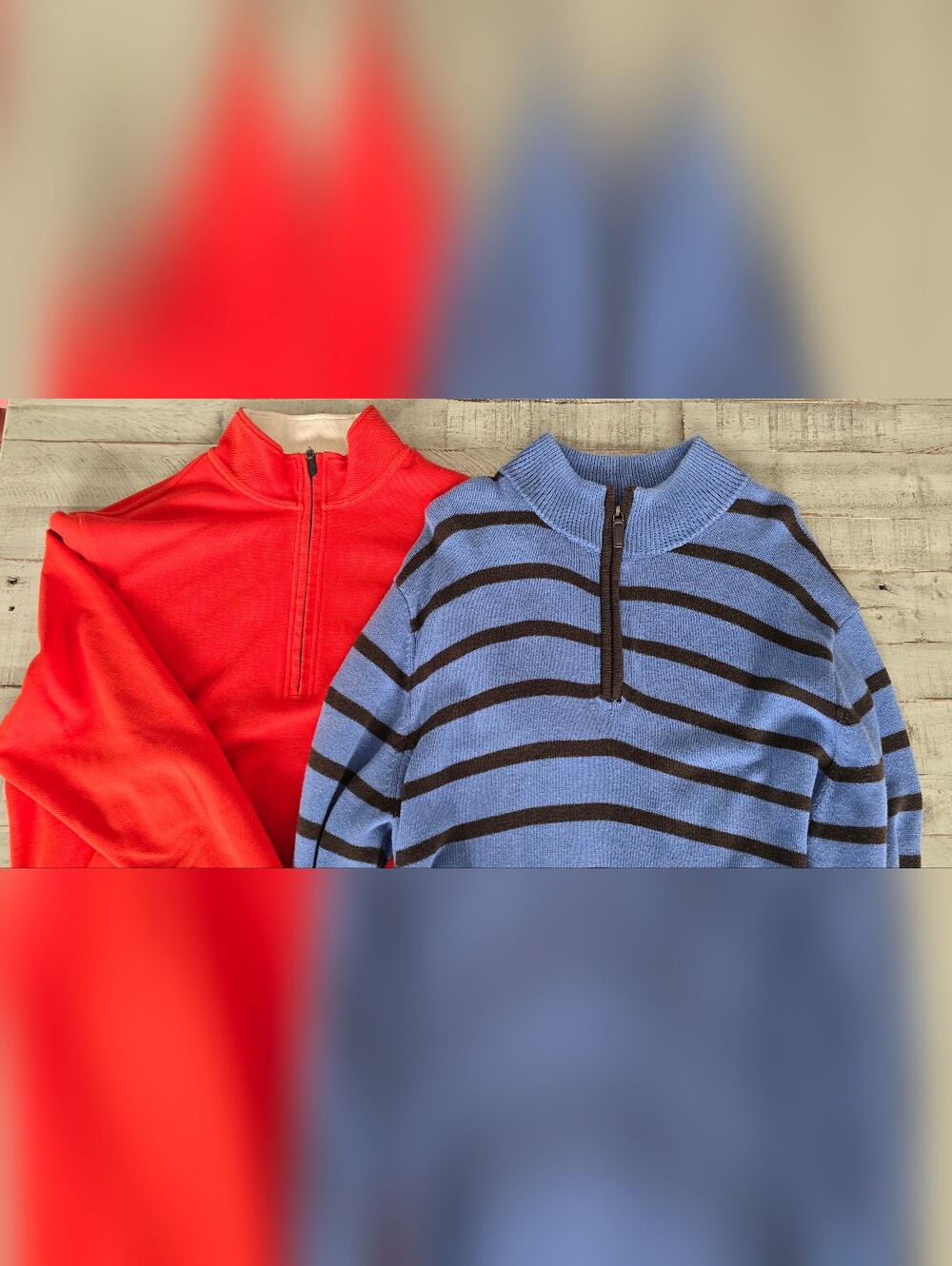 Daniel Cremieux Men's Red Quarter-Zip & Blue Black-Striped Half-Zip Sweaters